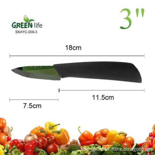 Mirror polished ultra Sharp ceramic paring knife,Modern kitchen design,kitchen knife with black blade and black handle